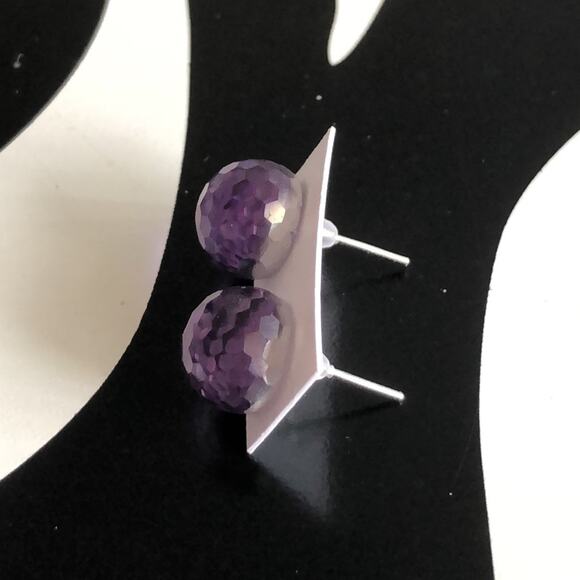 4 for $20 Round Purple Stud Earrings - Picture 2 of 3